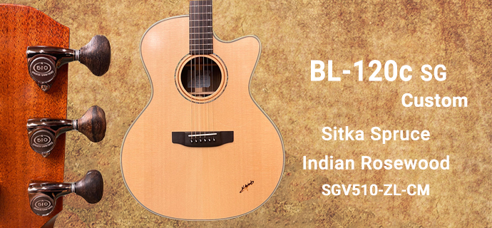 オールラウンドの代名詞、『BL-120』をカッタウェイで特注。年間4本ほどの入荷になります。Gotohの最新おペグ、SGV510のジリコーテノブを搭載